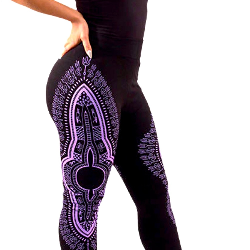 Traditional Print Black/Orange/Green Leggings
